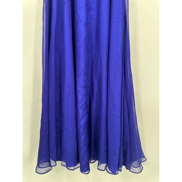 Mac Duggal Beaded Sequin Halter Maxi Prom Dress Cut-Out Open Back Sparkle Gown - Picture 10 of 13